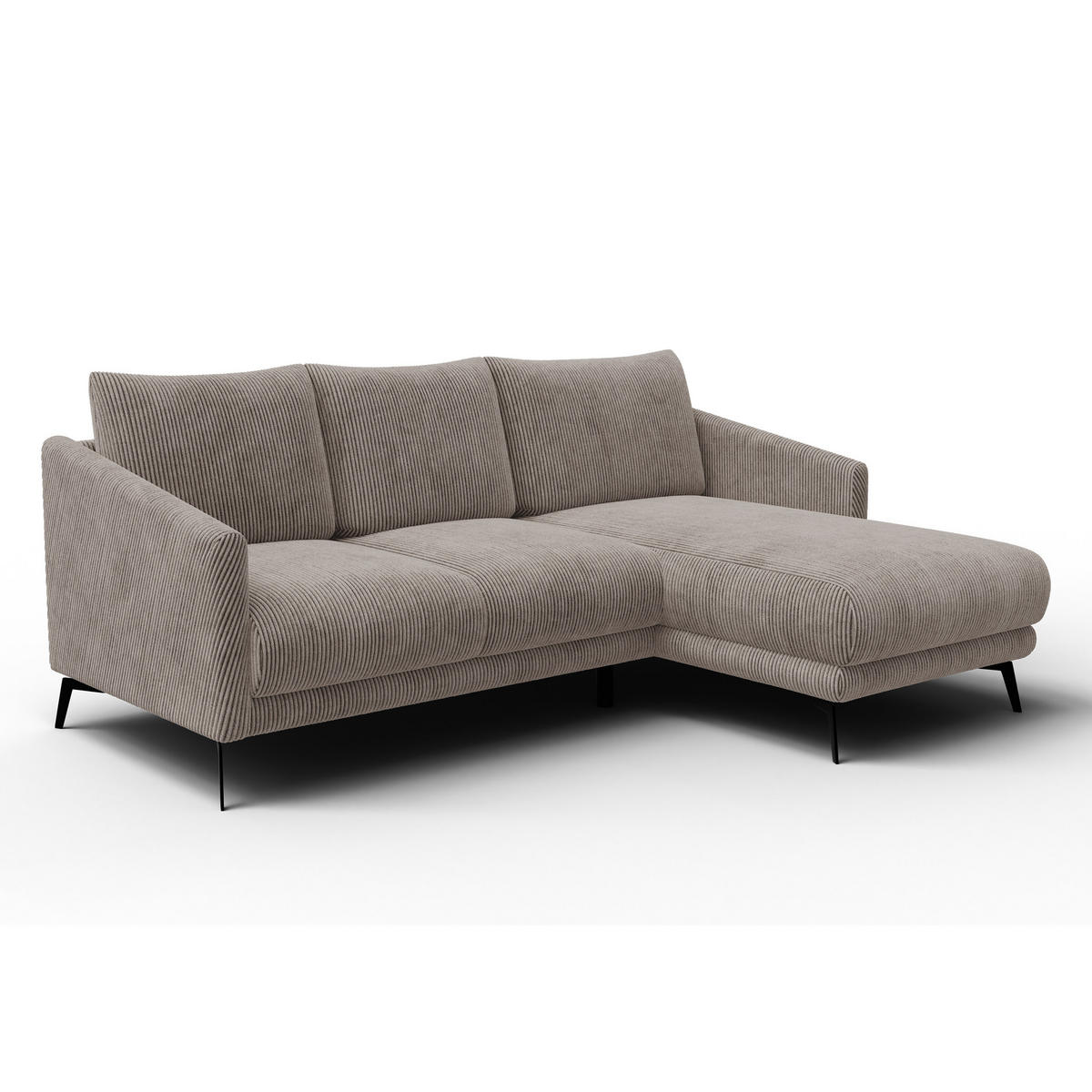 ECKSOFA VILT 3-Sitzer, taupe - Taupe/Schwarz, Holzwerkstoff/Textil (221/156cm) - Courtois Laville