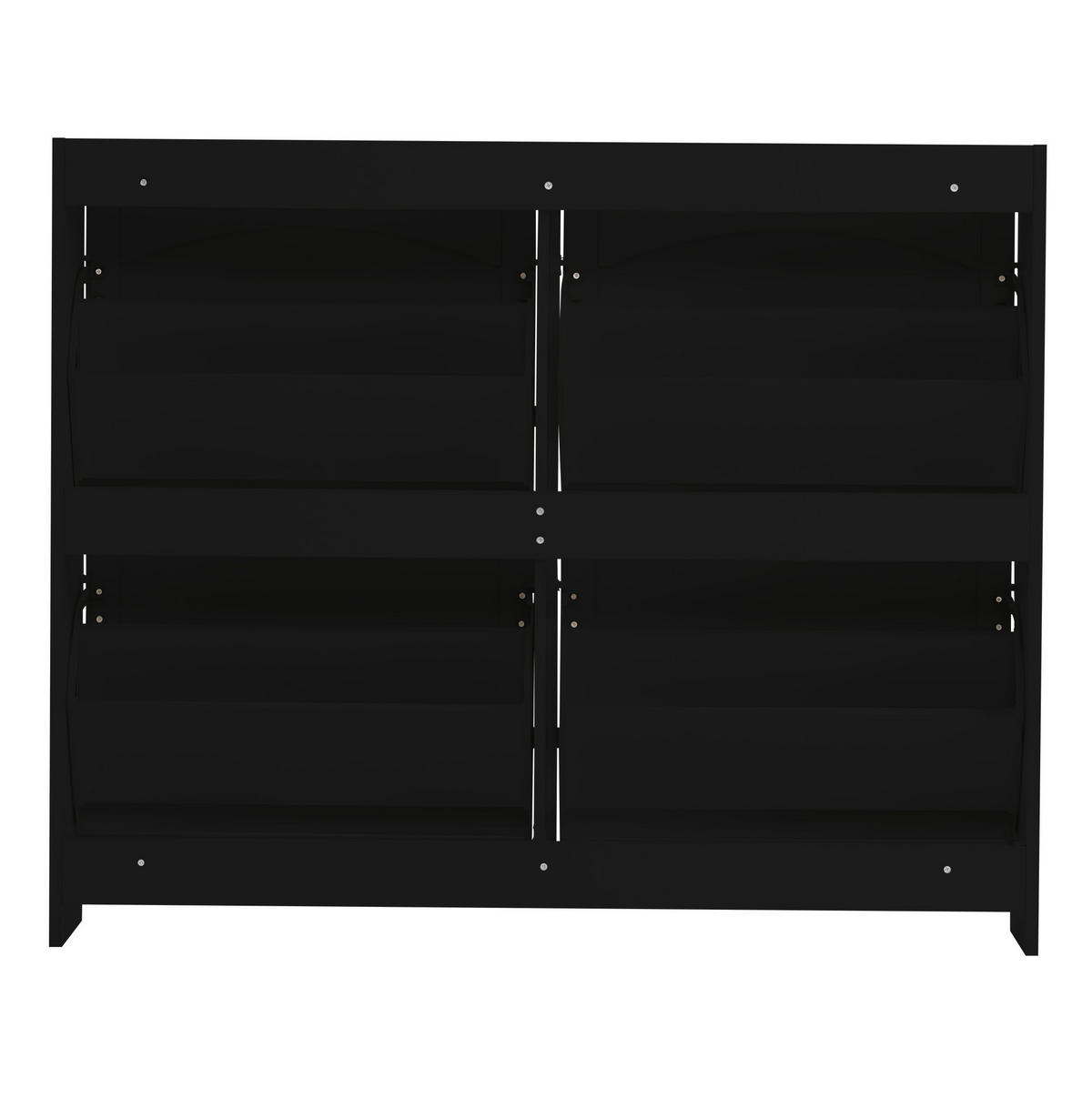SCHUHSCHRANK mit 4 Klappenfächern 110 x 90 x 24 cm Schwarz - Schwarz, Holz (24/90/110cm) - Beauniv