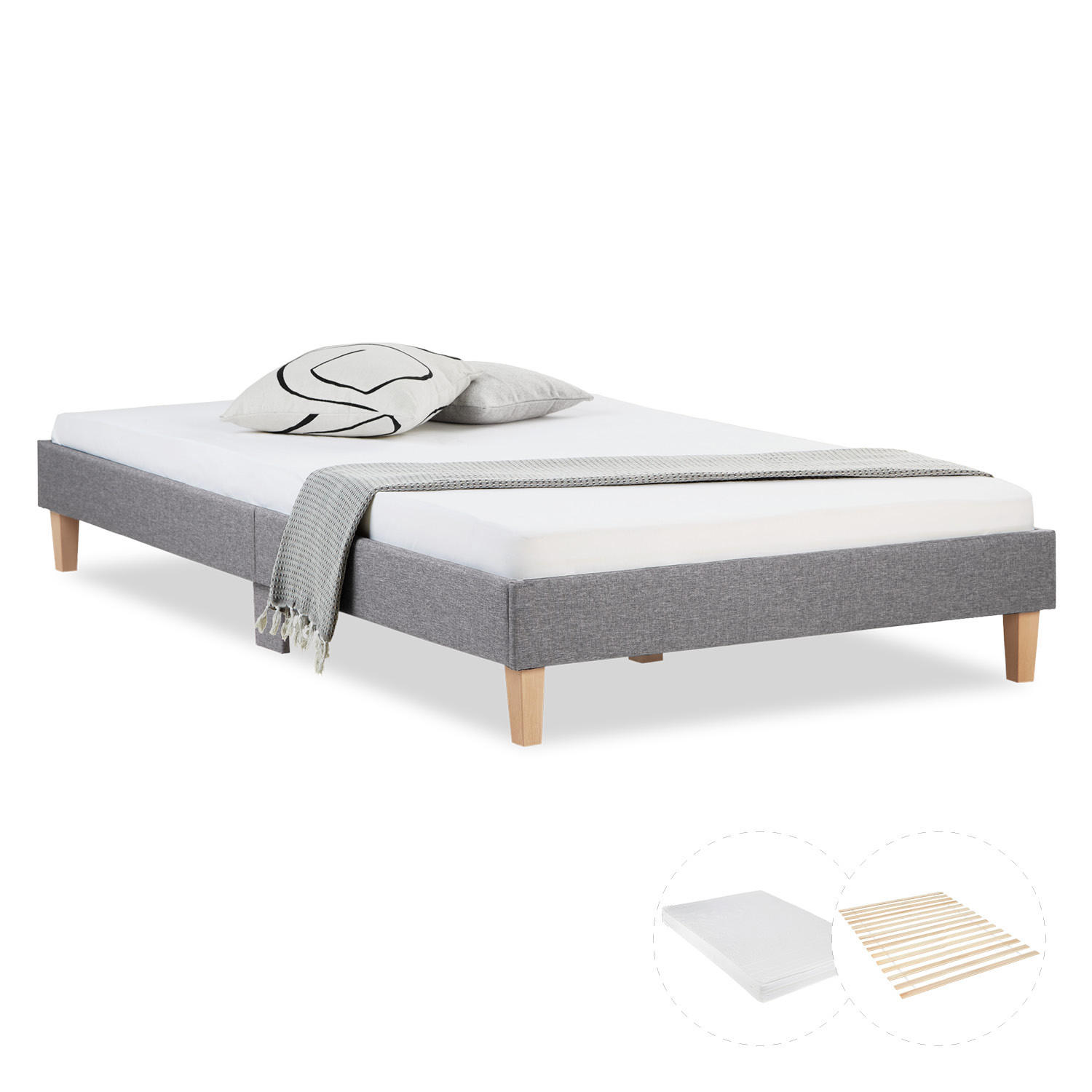 Homestyle4u Polsterbett Grau 140x200 cm