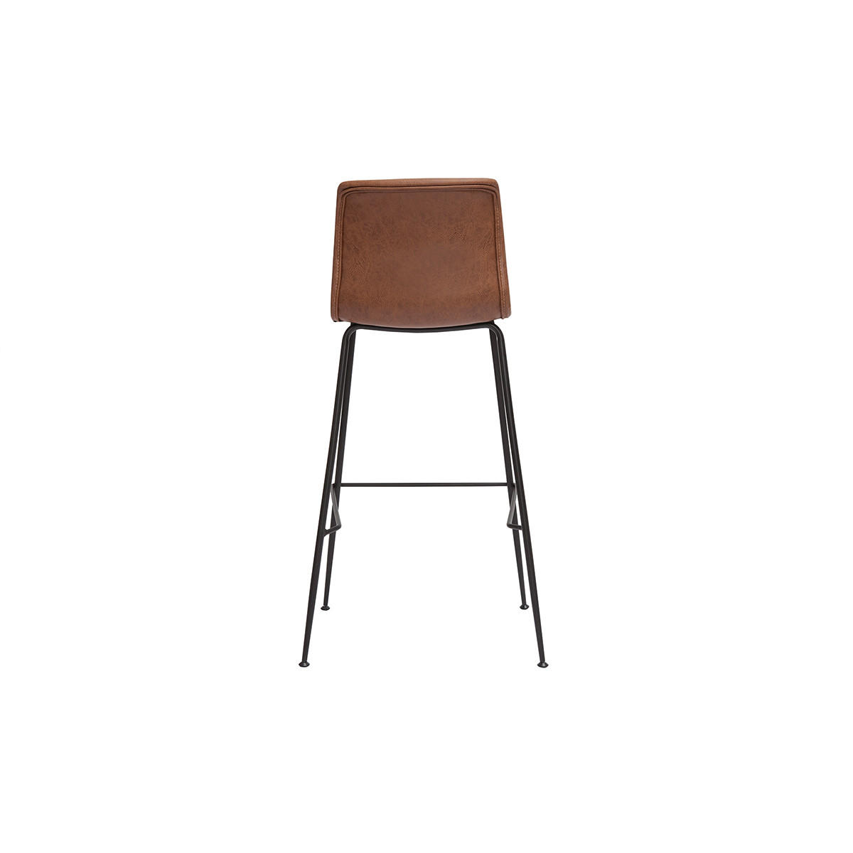 BARHOCKER Antik-Look Braun Schwarzes Metall H75 cm 2er-Set HAROLD - Braun, Textil (51/99.5/50.5cm) - Miliboo