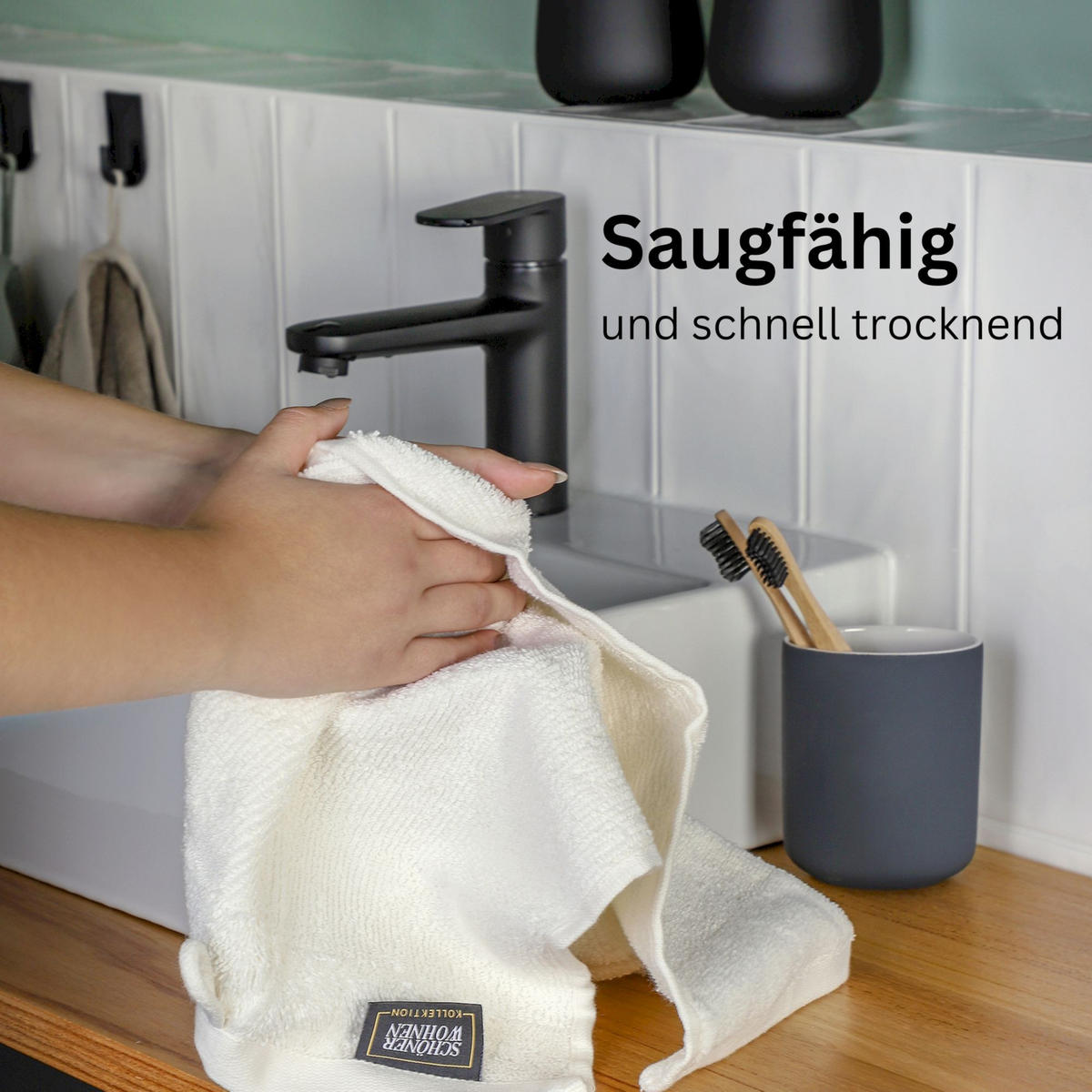 HANDTUCH SET SENSE 5tlg. - Weiß, Textil (50/100cm) - Schöner Wohnen