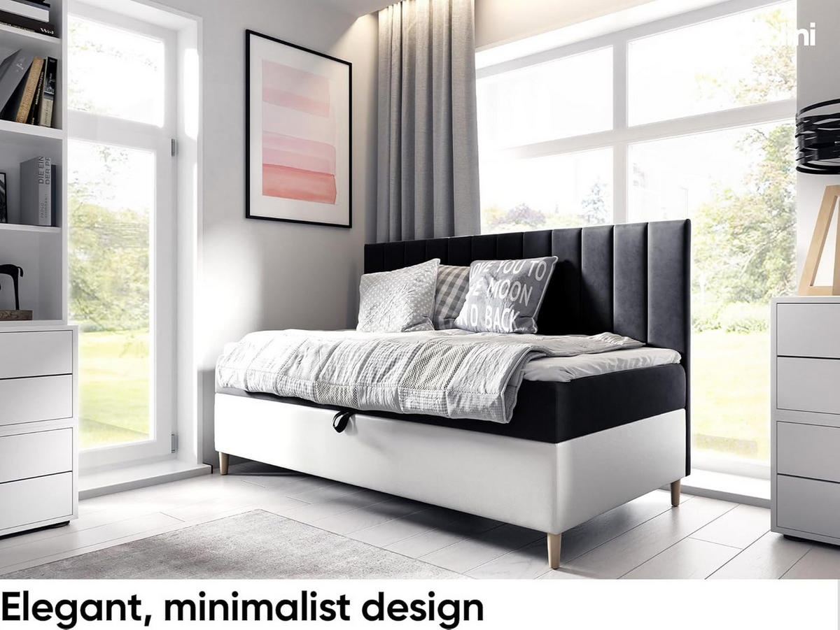 KINDERBETT MAYA 2 - Schwarz/Weiß, Holzwerkstoff (82/202cm) - Meblini