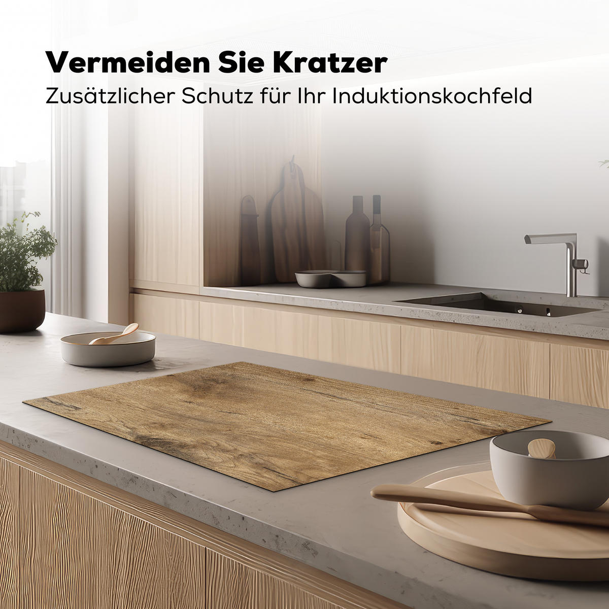 HERDABDECKPLATTE Holz - Braun - Holzoptik 81x52 cm - Eichefarben, Kunststoff (81.6/0.2/52.7cm) - MuchoWow