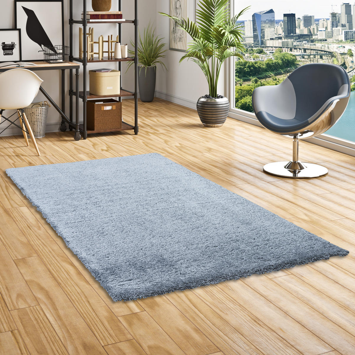 LUXUS HOCHFLOR SHAGGY TEPPICH DREAM - Blau, Textil (80/160cm) - Snapstyle