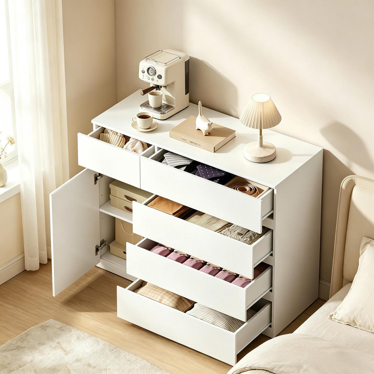 KOMMODE Weiß 100/40/80 cm - Weiß, Holzwerkstoff (100/80/40cm) - PANGIVO
