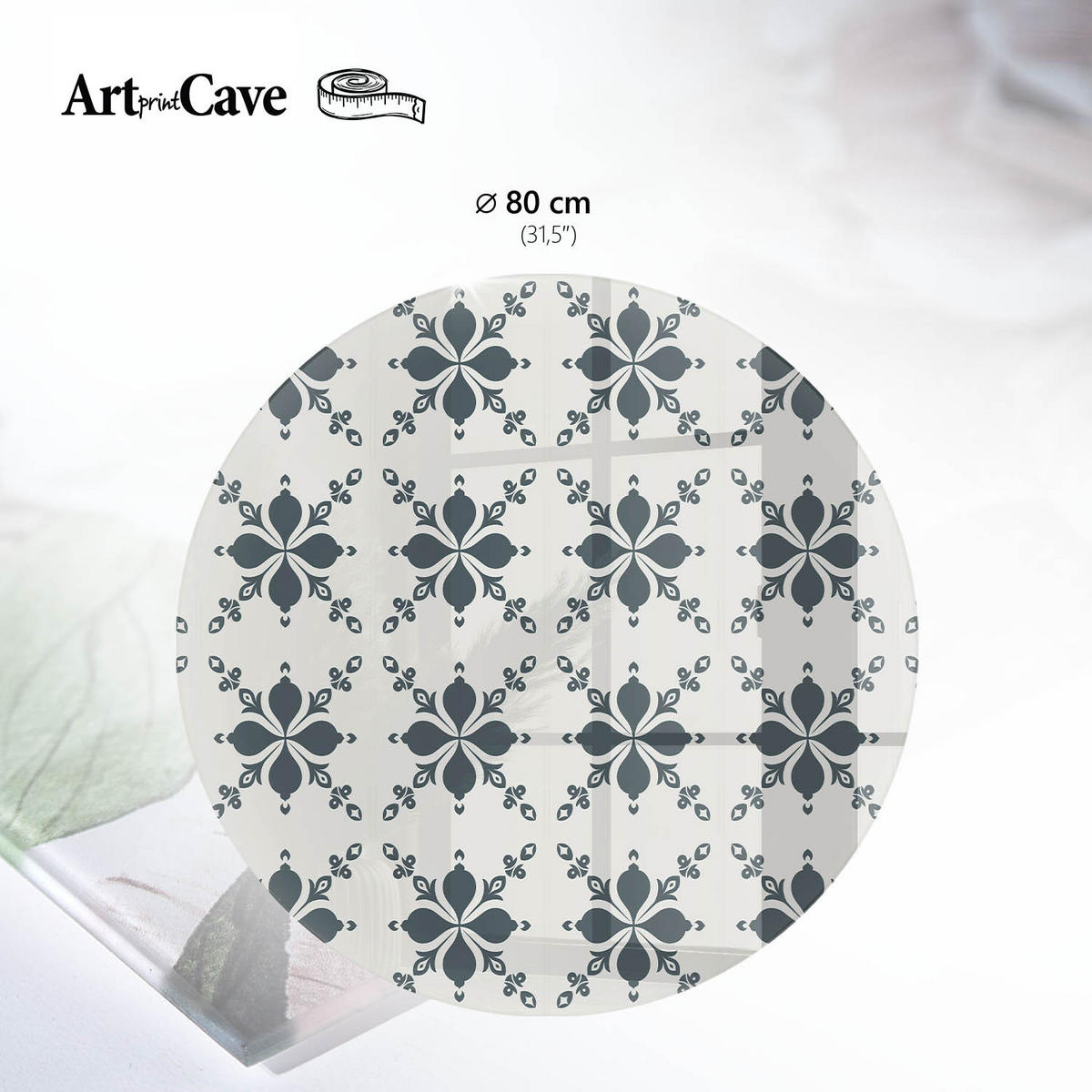 GLASPLATTE fi80 cm – Blumensymmetrie - Orange, Glas (0.4/80/80cm) - ArtPrintCave