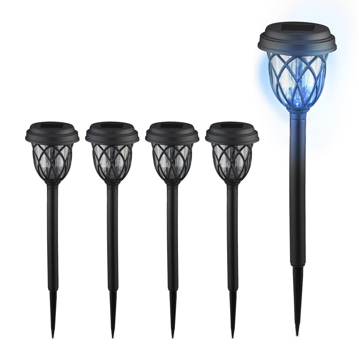 SOLARLAMPEN Set - Schwarz, Kunststoff (10/10/42.5cm) - Relaxdays
