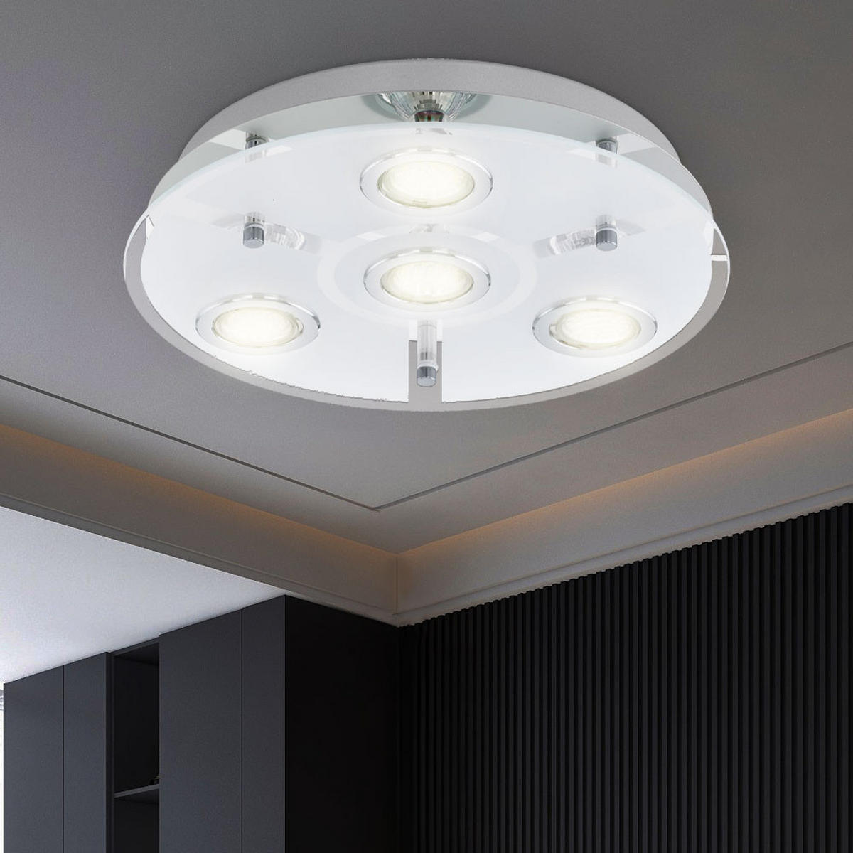 LED DECKENLEUCHTE Cabo Silber - Silberfarben, Glas (35/35/7.5cm)