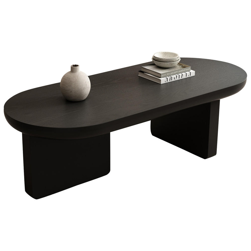 COUCHTISCH 120x50cm Schwarz Modern Minimalistisch Oval Sprühfarbe MDF - Schwarz, Holz (130/59/17cm) - FLIEKS