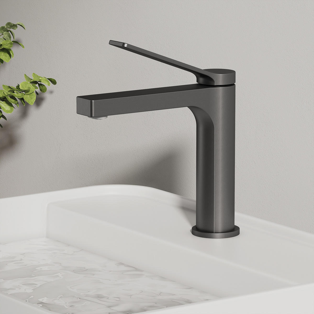 WASCHTISCHARMATUR mit Spulen-Zertifiziertem Filterelement Anthrazit Matt - Anthrazit, Metall (17.3/4.6/19.5cm) - EMKE