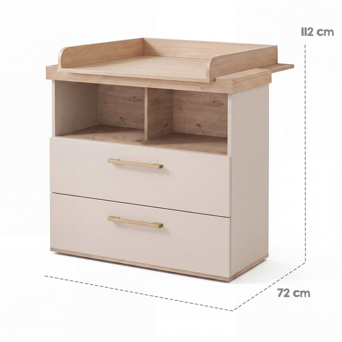WICKELKOMMODE Jimmy Cashmere - Kaschmir/Eichefarben, Holz/Holzwerkstoff (110/103/78cm) - Roba