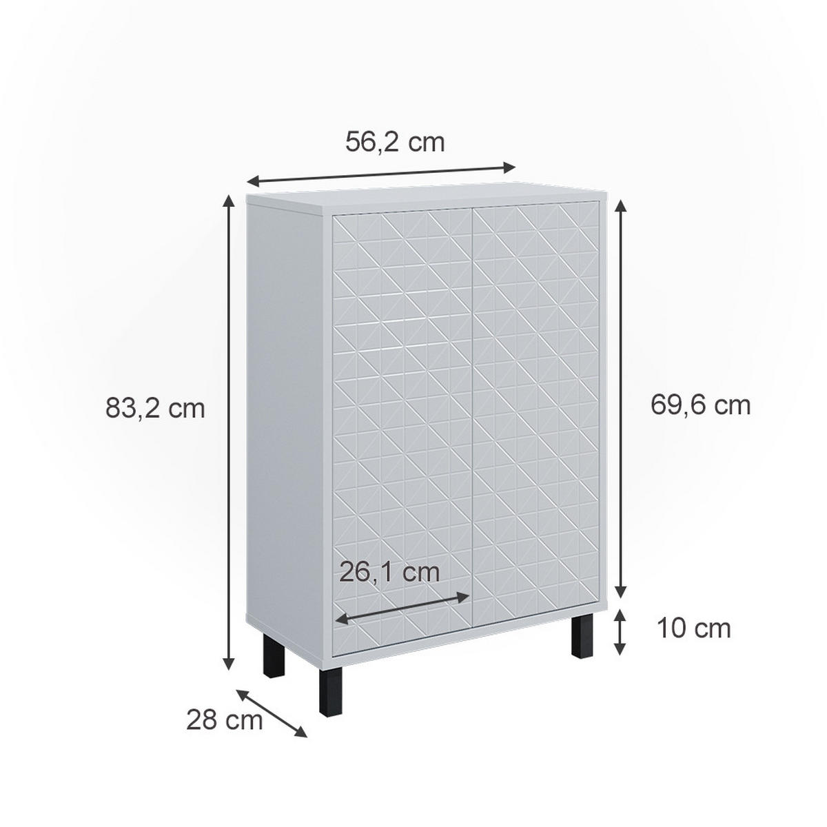 MIDISCHRANK Agasta Weiß 56.2 x 83.2 cm - Weiß, Holzwerkstoff (56.2/83.2/28cm) - Vicco