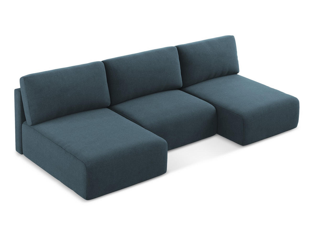 WOHNLANDSCHAFT Strukturstoff Stoff Blau - Blau/Pink, Kunststoff/Textil (304/79/149cm) - Makamii