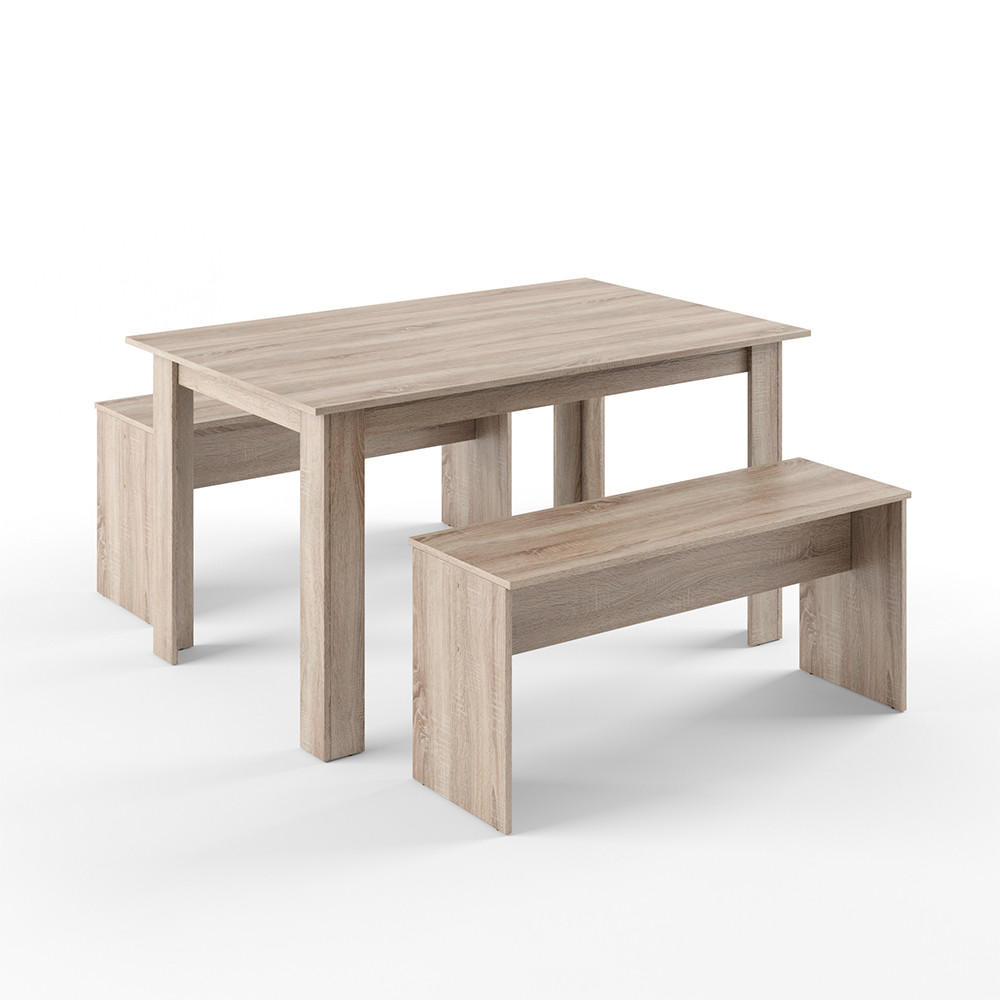 ESSTISCH SET Sentio Sonoma 90 x 140 cm mit 2 Bänken - Sonoma Eiche, Holzwerkstoff (140/76/90cm) - Vicco