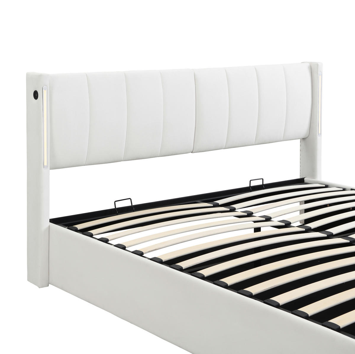 POLSTERBETT 140/190 cm Weiß aus PU mit LED und Stauraum - Weiß, Kunststoff (140/190cm) - OKMYHOME