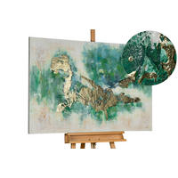 ÖLGEMÄLDE 120/80 cm - Türkis/Goldfarben, Holz/Textil (120/80cm) - KUNSTLOFT