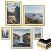 WANDBILDER 5er Set - 50x50 cm & 20x30 cm & 40x60 cm Goldrahmen - Zitronengarten mit Getränken - Goldfarben, Kunststoff (40/60cm) - ArtPrintCave