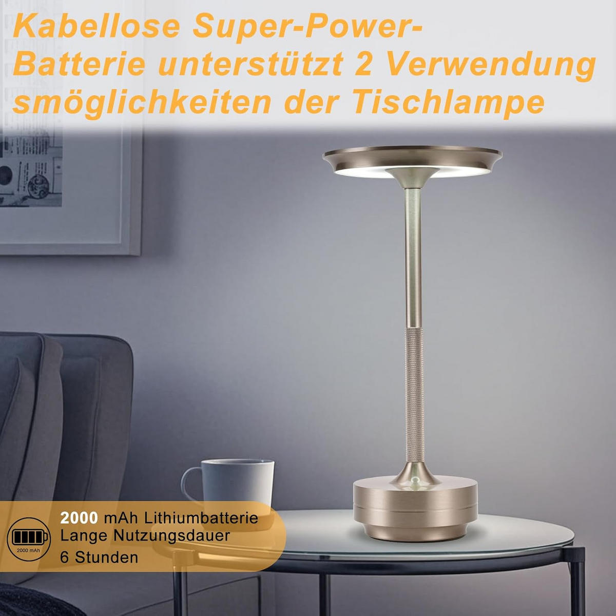 LED TISCHLAMPE Atticus 12.8/12.8/27 cm - Silberfarben, Kunststoff/Metall (12.8/12.8/27cm) - ZMH