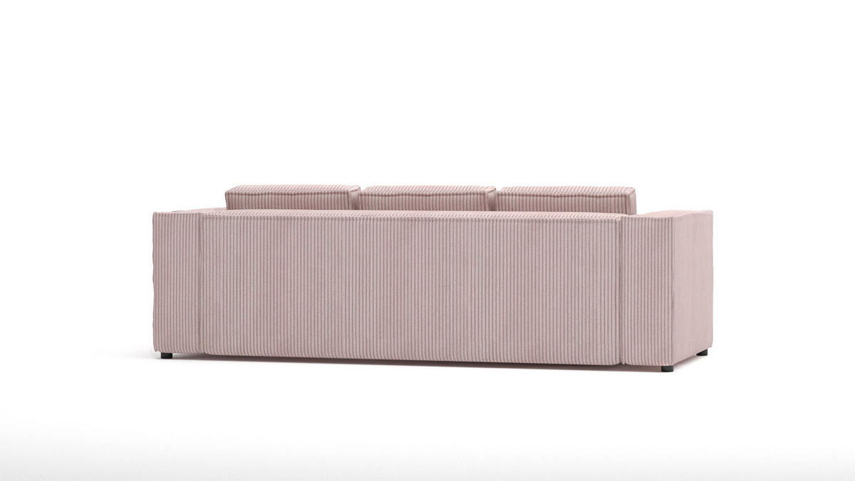 3-SITZER-SOFA Nova Puderrosa Cord - Pink/Schwarz, Holz/Kunststoff (230/64/92cm) - S-Style Möbel
