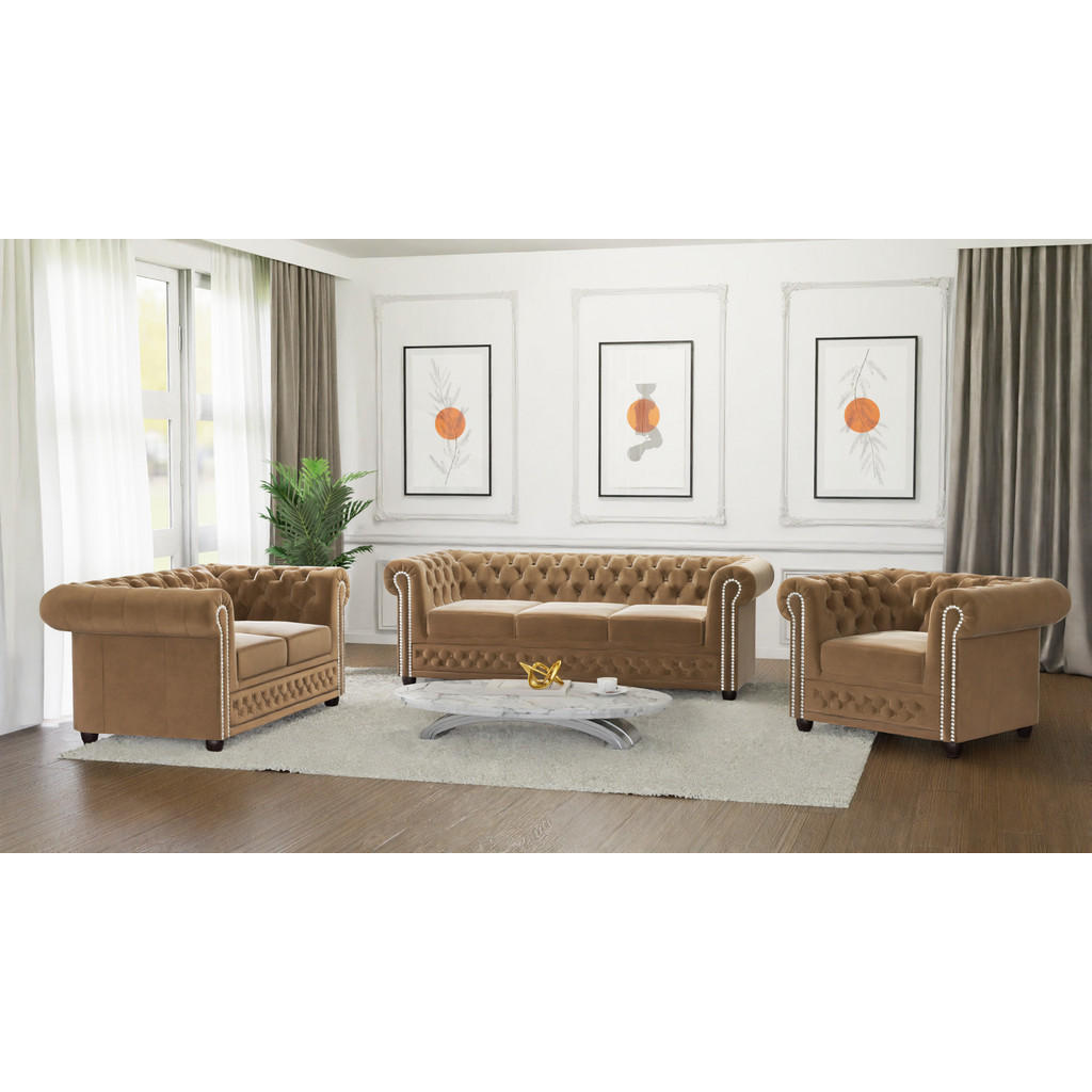 Thumbnail - S-Style Möbel Sitzgarnitur, Beige, Textil, Echtholz,Buche, Birke, 6-Sitzer, Füllung: Komfortschaum,Komfortschaum, 203x72...