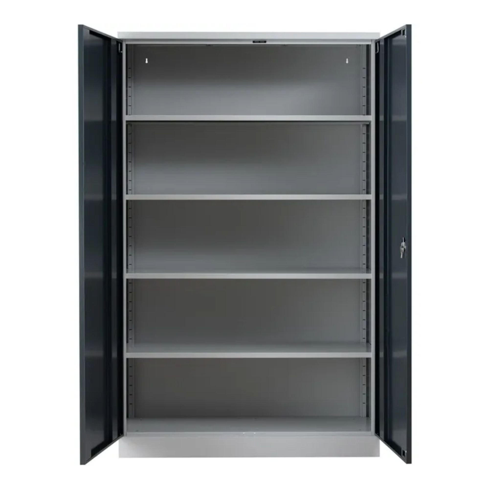 STAHLSCHRANK Bee mit 8 verzinkten Fachböden 195x120x42 cm Korpusfarbe Lichtgrau Frontfarbe Anthrazit - Anthrazit, Metall (120/195/42cm)