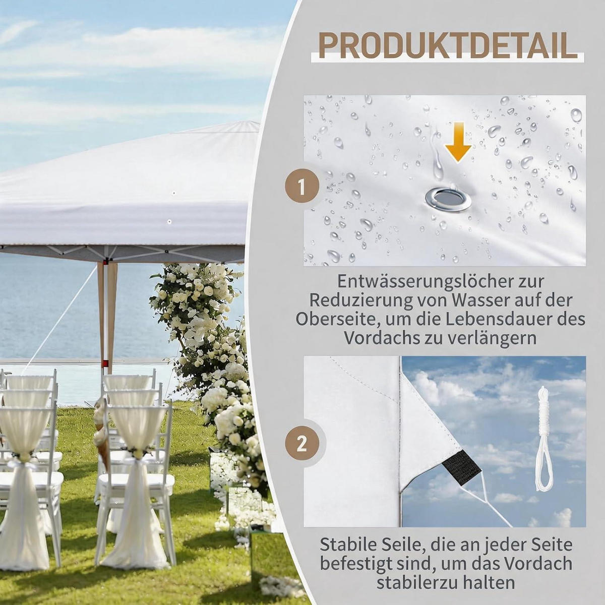 FALTPAVILLON 3x6 m mit 6 Seitenteilen Weiß - Weiß, Metall (300/268/600cm)