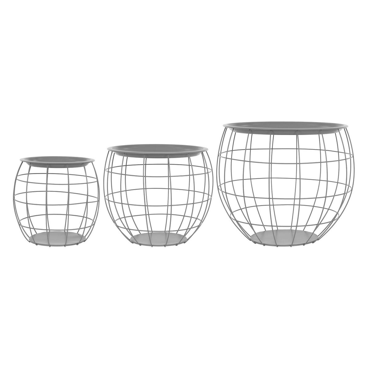 BEISTELLTISCH rund Grau Ø 43/35/27 - 40/33/29 cm 3er Set - Grau, Metall (43/43/40cm) - ML-DESIGN