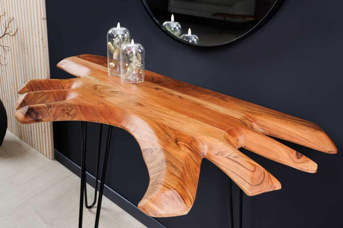 KONSOLENTISCH WILD Akazie Natur 105cm - Schwarz/Braun, Holz (52/104/80cm) - riess-ambiente