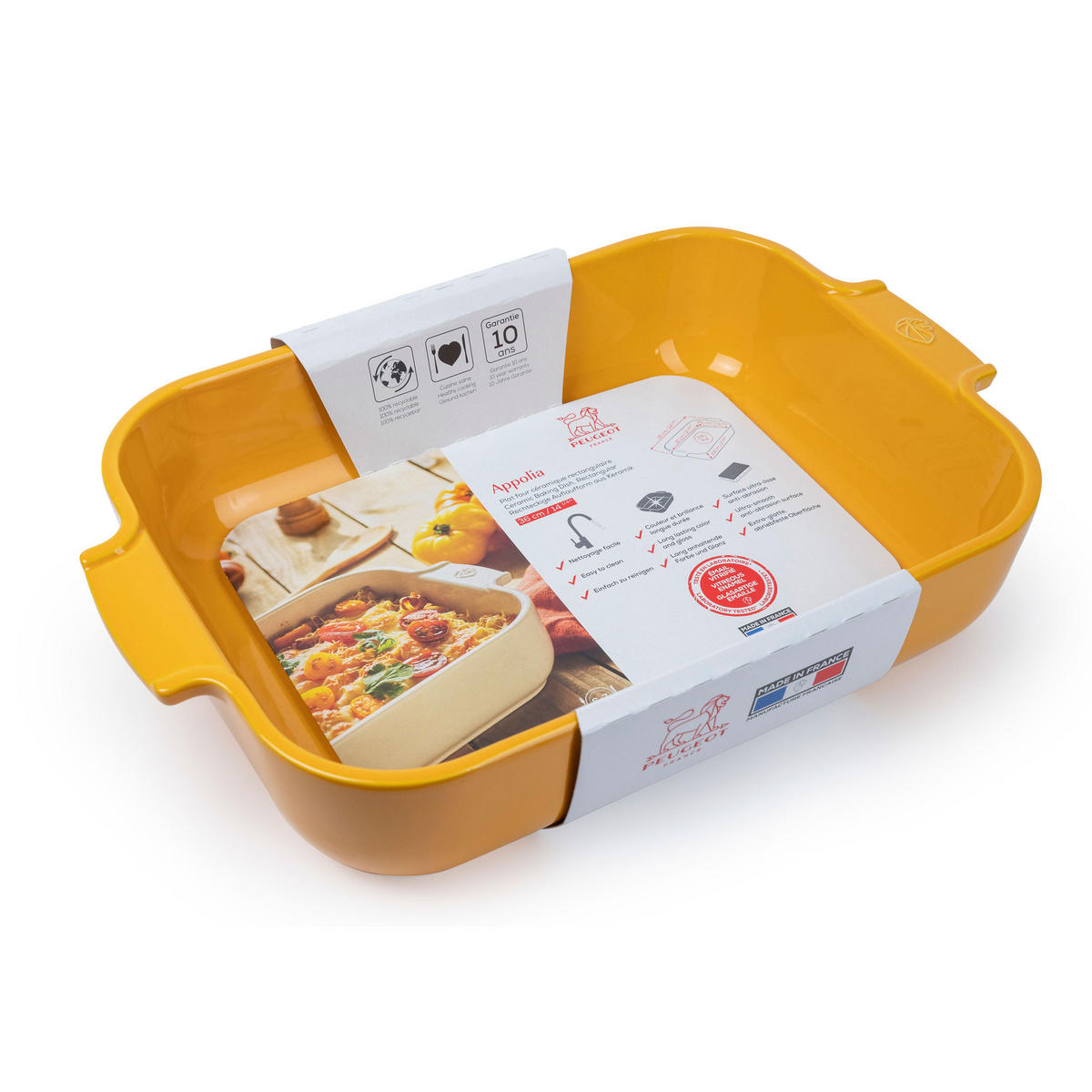 AUFLAUFFORM Keramik Appolia 36cm Rechteckig Safrangelb Spülmaschinenfest - Gelb, Keramik (23.6/36/7.5cm) - PEUGEOT