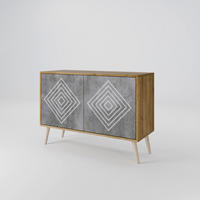 SIDEBOARD POLYGONAL ARTISTRY, Eicheneffekt, 111x42x77,5 cm, 2 Türen - Eichefarben/Buchefarben, Holzwerkstoff/Buchenholz (111/77.5/42cm) - SpaceRebels