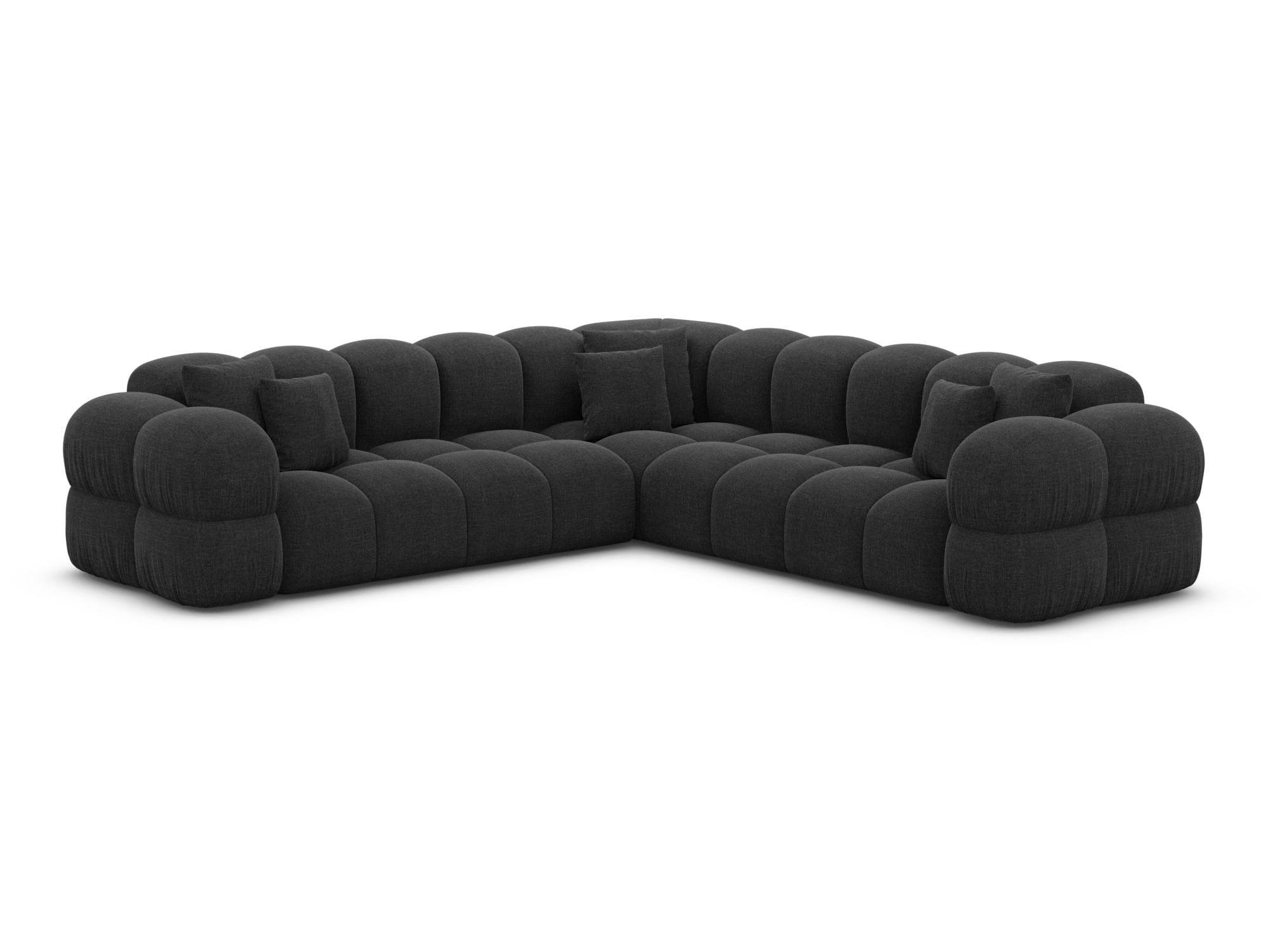 COUCH Monteverde L-Form Schwarz Strukturstoff - Schwarz, Textil (253/253cm)