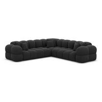 COUCH Monteverde L-Form Schwarz Strukturstoff - Schwarz, Textil (253/253cm)