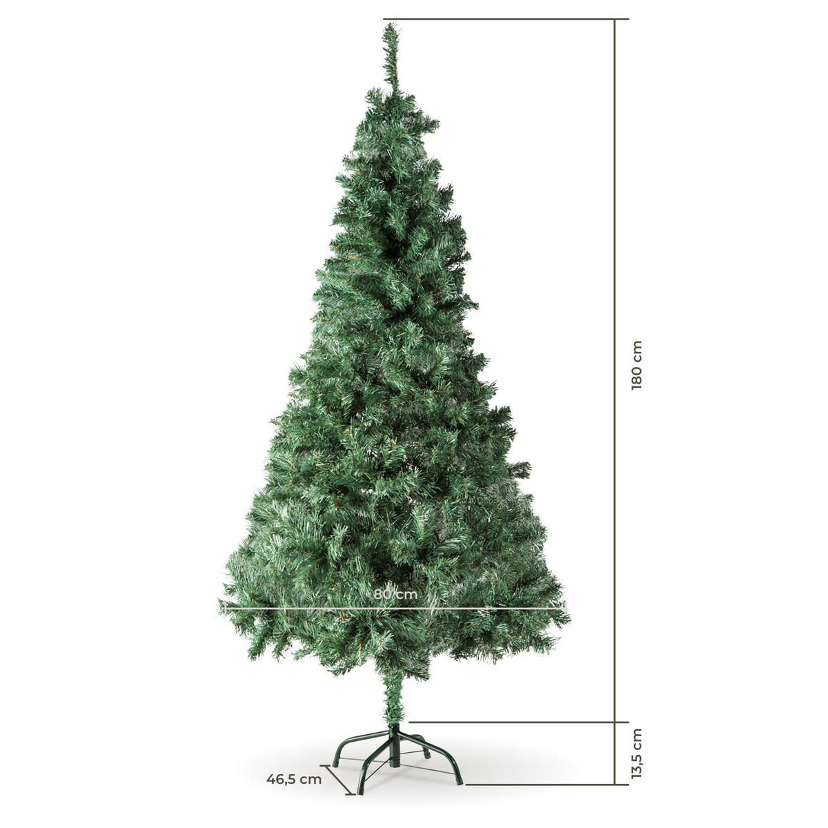 WEIHNACHTSBAUM , inklusive Metallständer mit Kunststoffkappen, grün - Grün, Kunststoff (180cm) - tectake