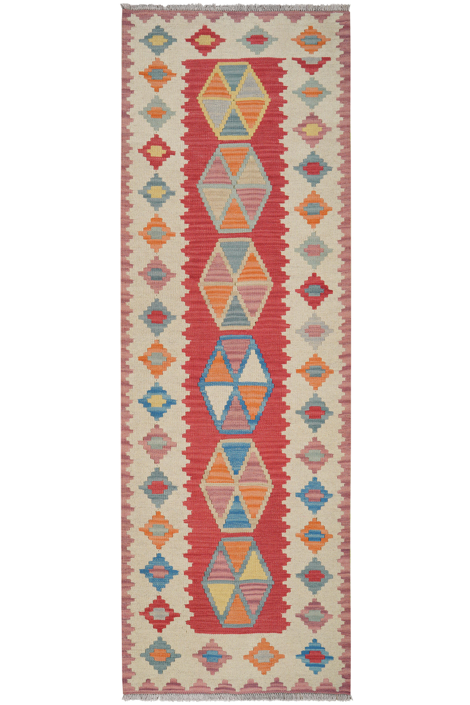 HANDWEBTEPPICH Kelim Gashgai Rot 252/83 cm Schurwolle - Rot, Textil (83/252cm) - Looma