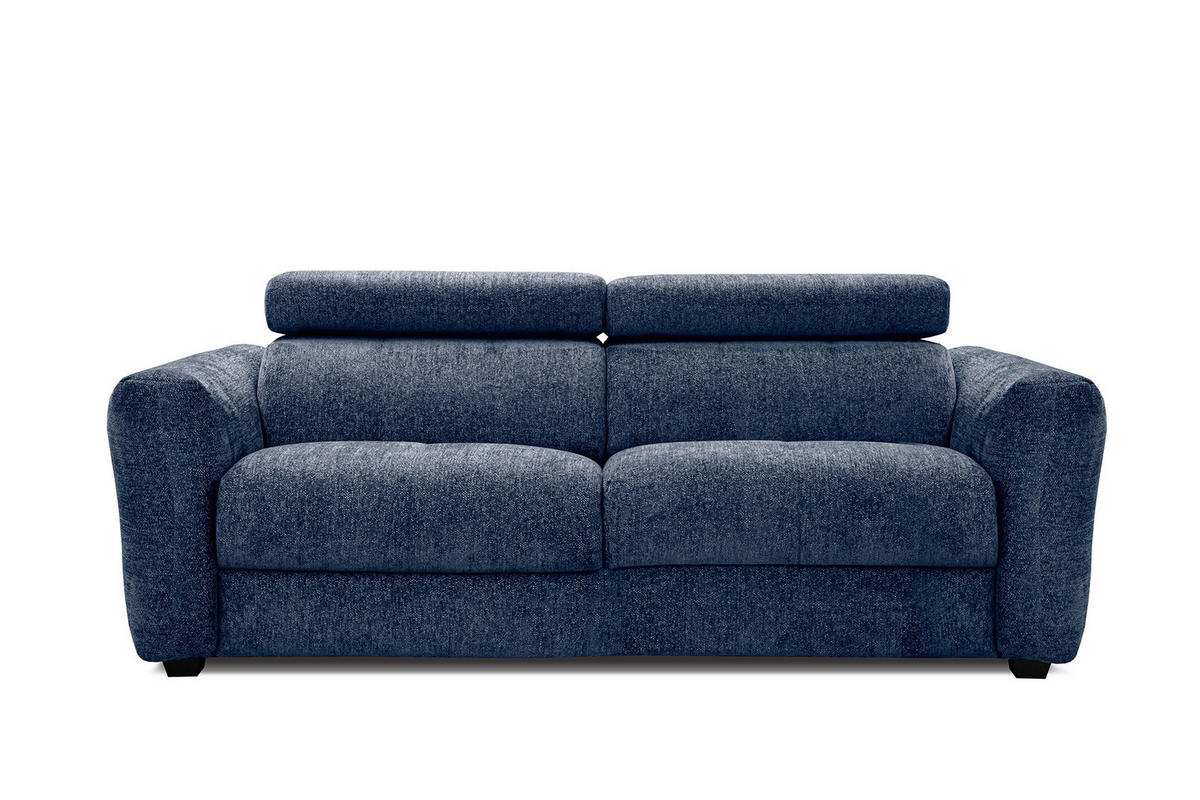 SOFA CALVERA 3-Sitzer, dunkelblau - Schwarz/Dunkelblau, Holzwerkstoff/Textil (204/79/106cm) - Courtois Laville