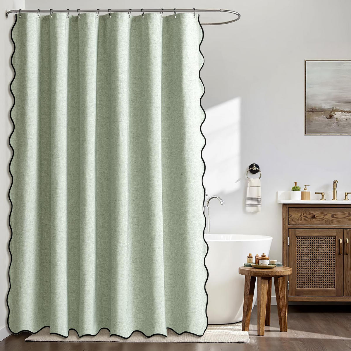 DUSCHVORHANG, Hellgrün, 180 x 180 cm - Hellgrün, Textil (180/180cm) - Weltevree