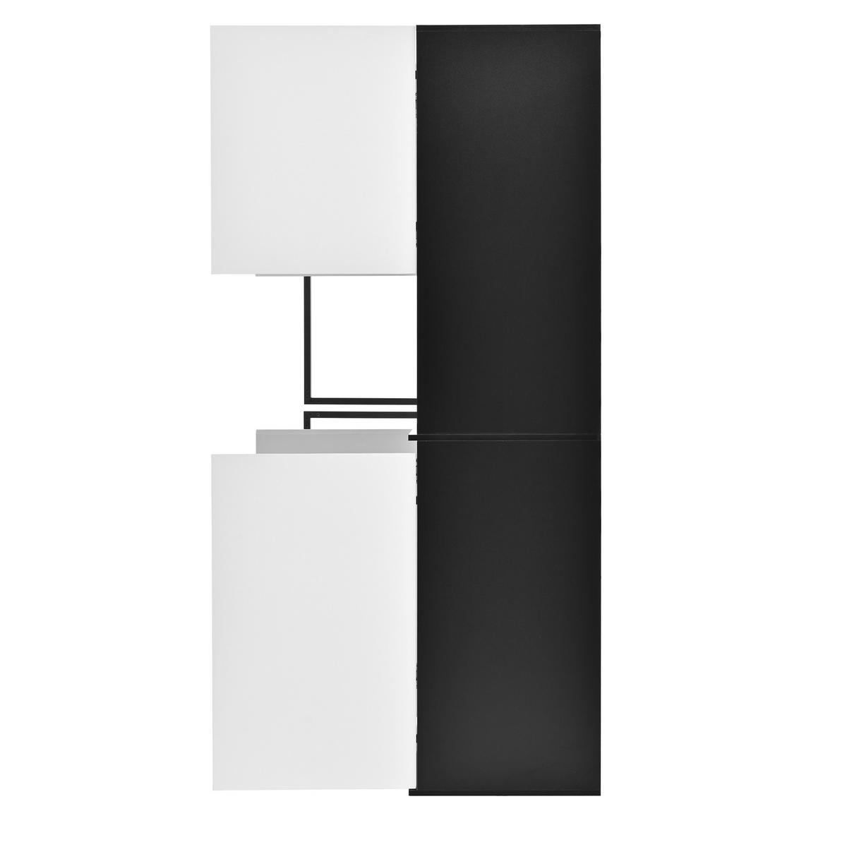HIGHBOARD DE-37516 120/40/160 cm mit LED-Beleuchtung Weiß/Schwarz - Schwarz/Weiß, Holzwerkstoff (120/160/40cm) - ComfortXL