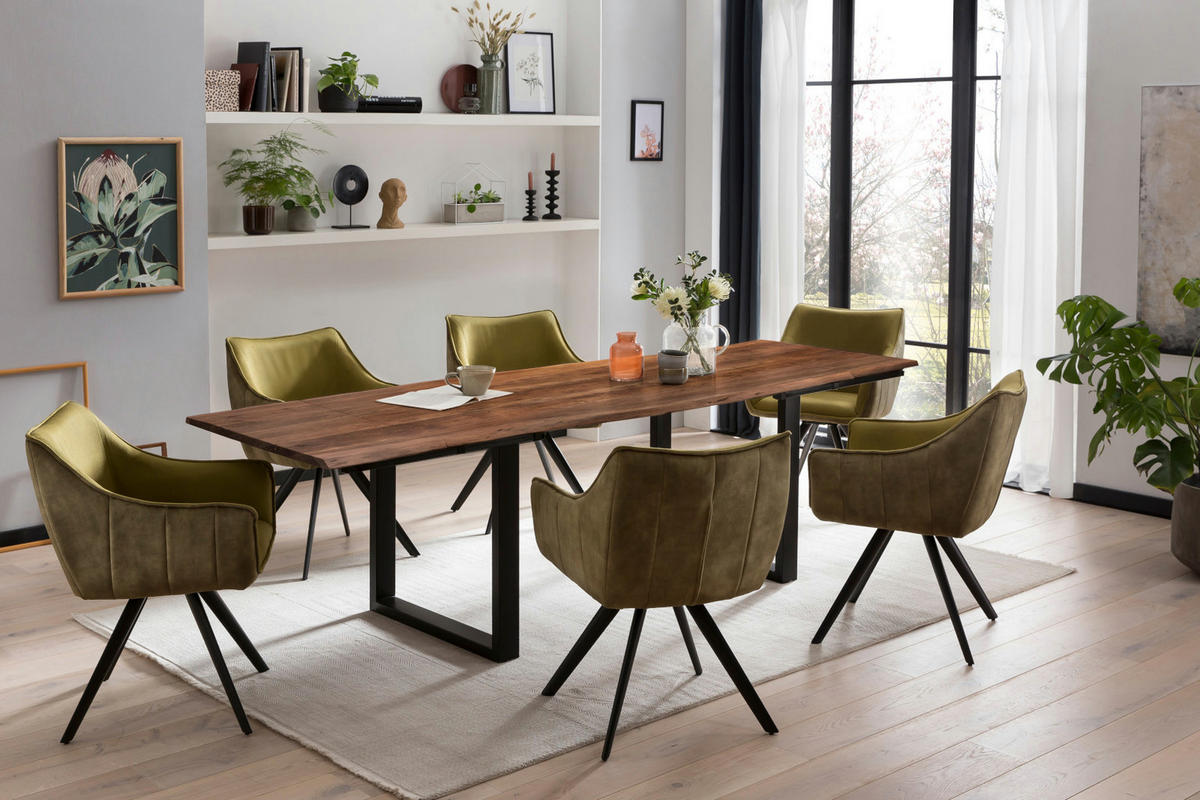 ESSTISCH ADINA - Schwarz/Braun, Holz/Metall (90/180/76cm) - SAM