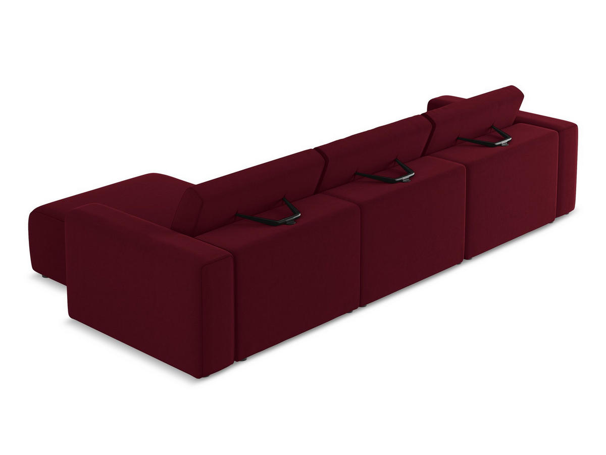 ECKSOFA Rechts Samt Stoff Rot - Bordeaux/Beige, Kunststoff/Textil (314/167cm) - Makamii
