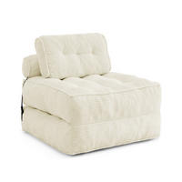 SCHLAFSESSEL 2-in-1 aus weichem Cord, klappbar als Loungesessel und Gästebett - Beige, Kunststoff (85/85/85cm) - Urban Meuble