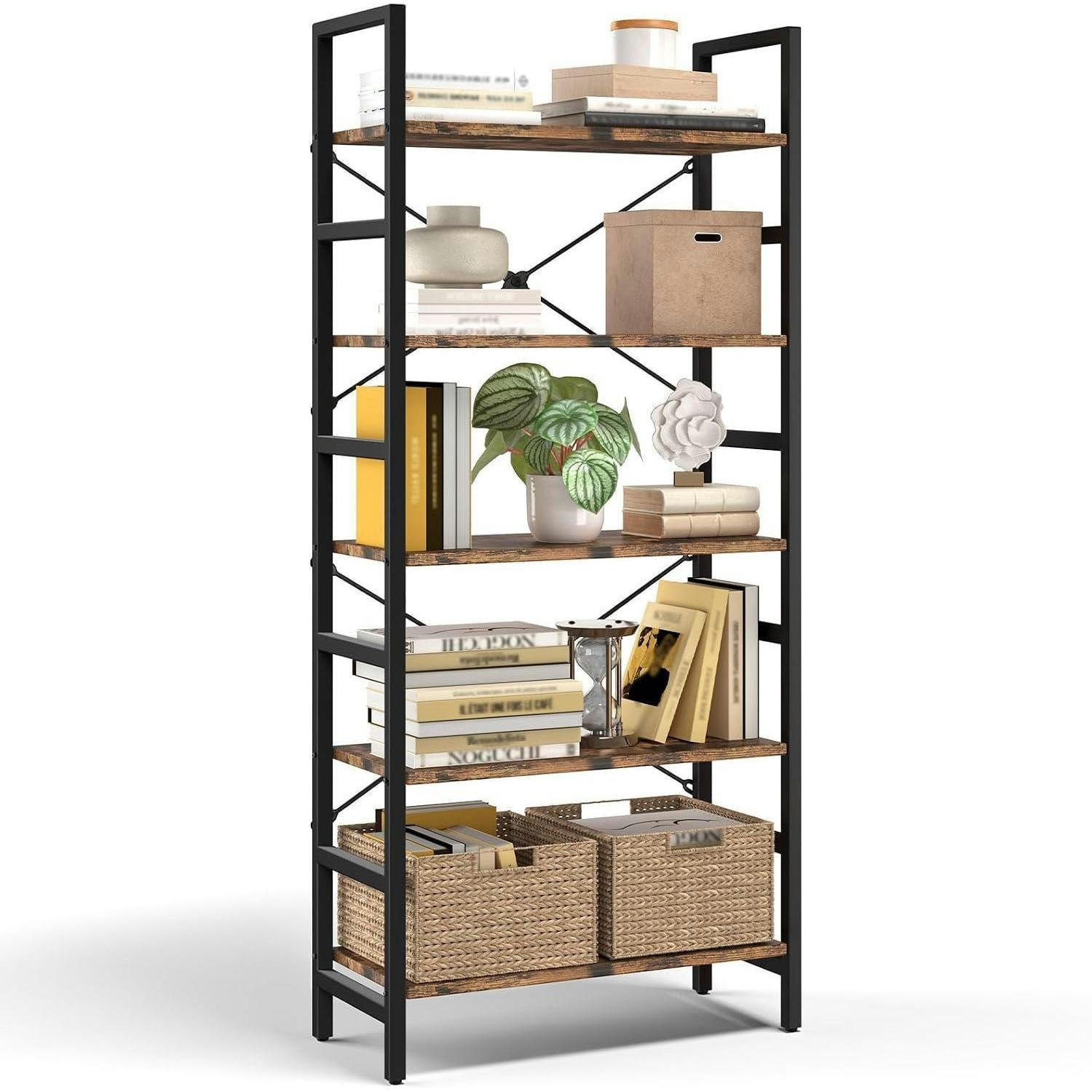 STANDREGAL 5 Ebenen Schwarz 60 x 34 x 158 cm - Schwarz, Holzwerkstoff (34/158/60cm)