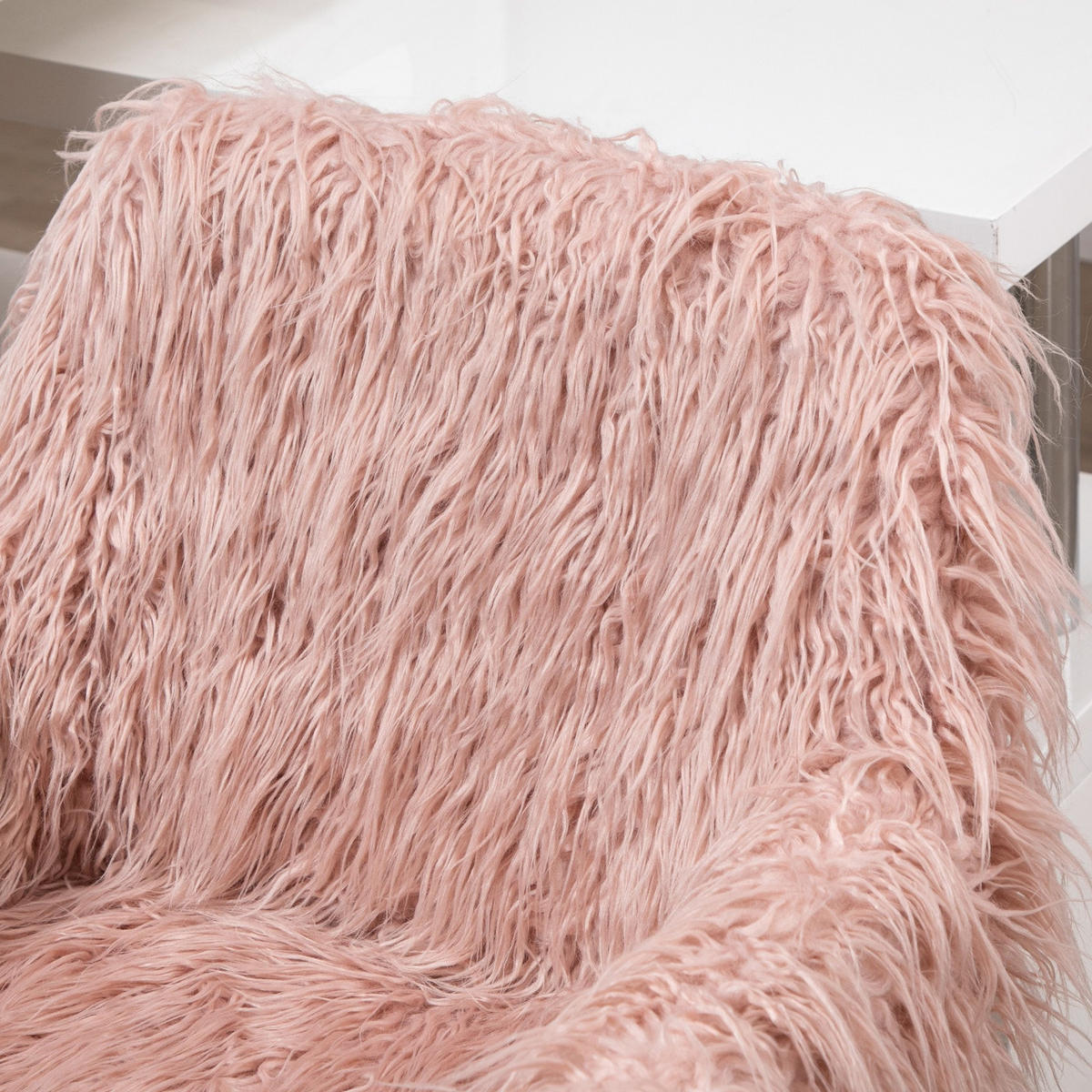 SCHMINKSTUHL Landskrona Fors Rosa/Silber Kunstpelz (100 % Acryl) 57/60/75-85 cm - Rosa, Textil (57/85/60cm) - Jamb