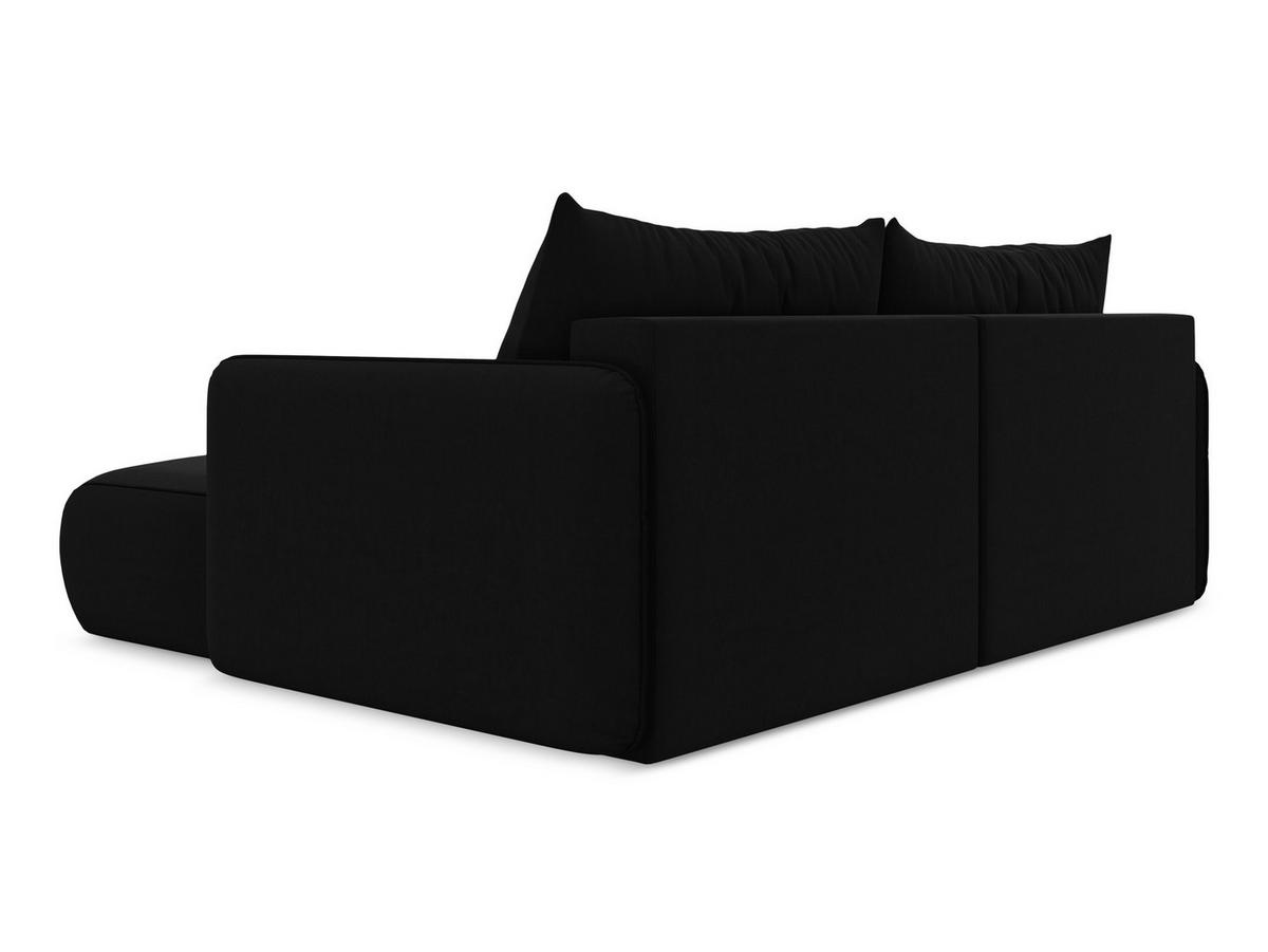 ECKSOFA mit Schlaffunktion Samt Stoff Schwarz - Schwarz, Kunststoff/Textil (207/148cm) - Makamii
