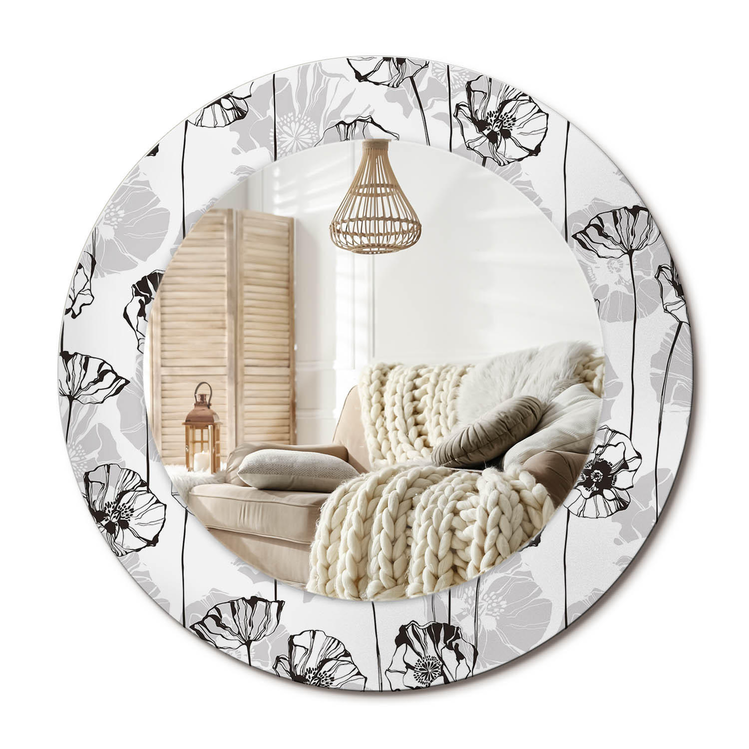 SPIEGEL Rund Ø 50 cm mit Aufdruck - Weiß, Glas (50/50/0.4cm) - Wallfluent