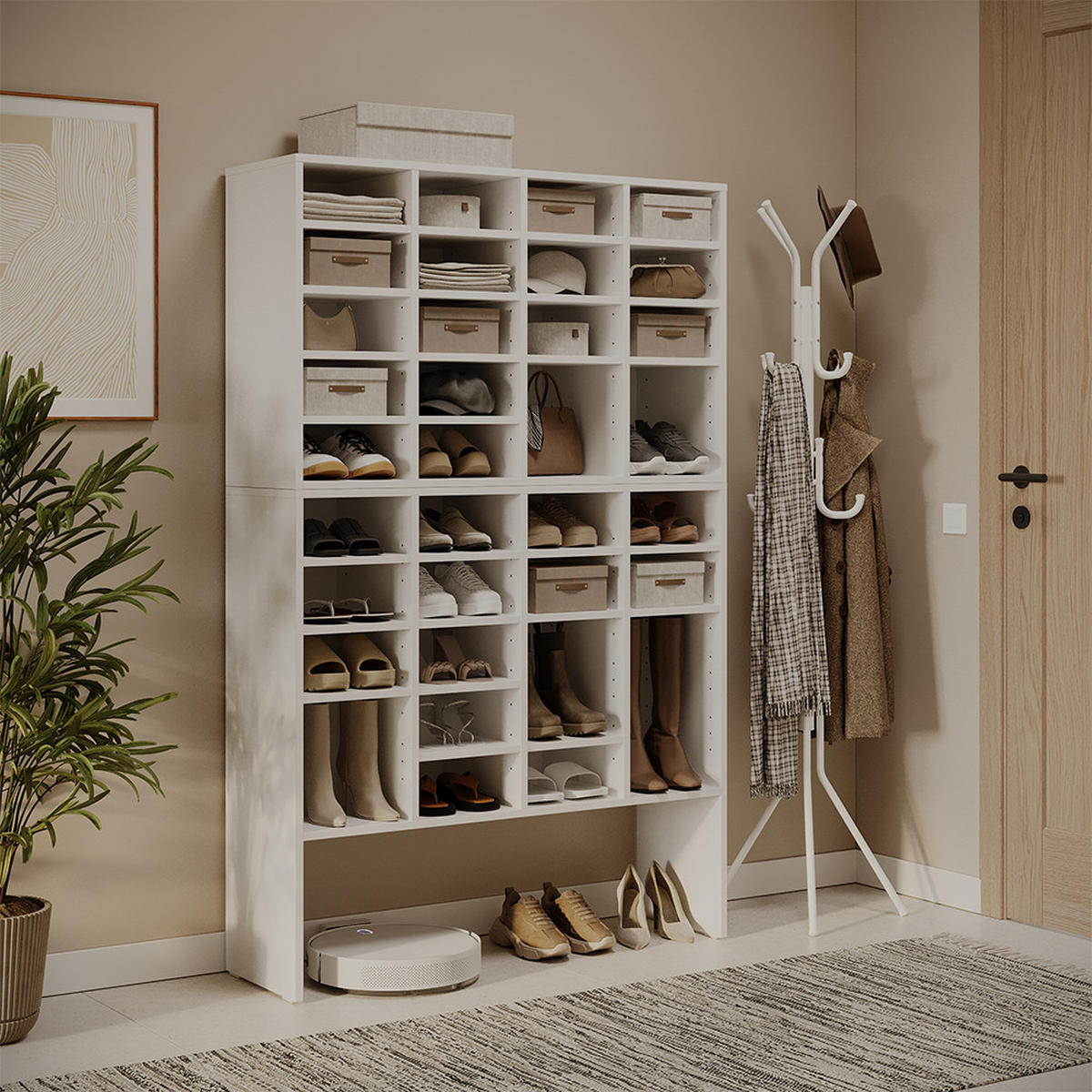 SCHUHSCHRANK-SET Lysander, Weiß, 104.2 x 65.5 cm 2 Teile - Weiß, Holzwerkstoff (104.2/65.5/32.1cm) - Vicco
