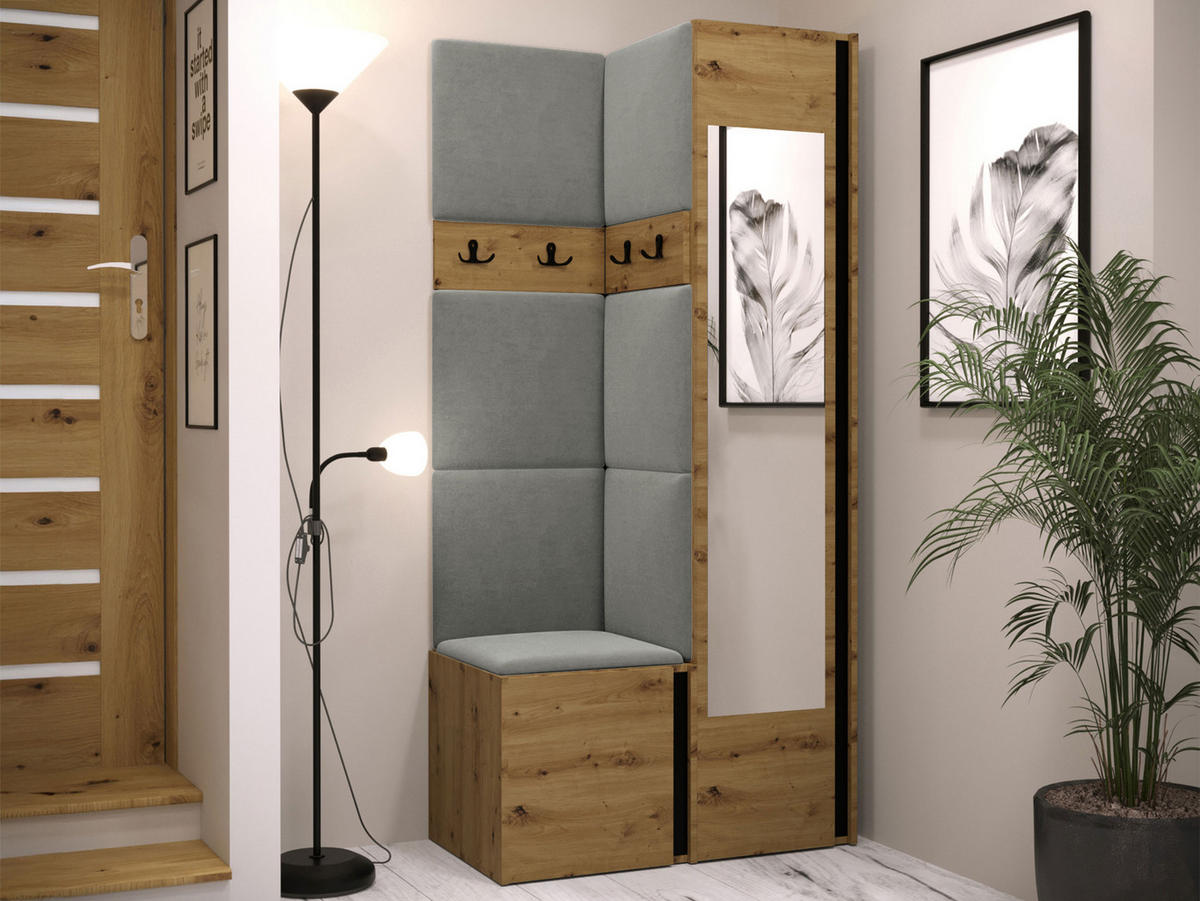 GARDEROBEN-SET Orion XXV - Eiche Artisan/Grau, Holzwerkstoff/Kunststoff (82/186/46cm) - MIRJAN24