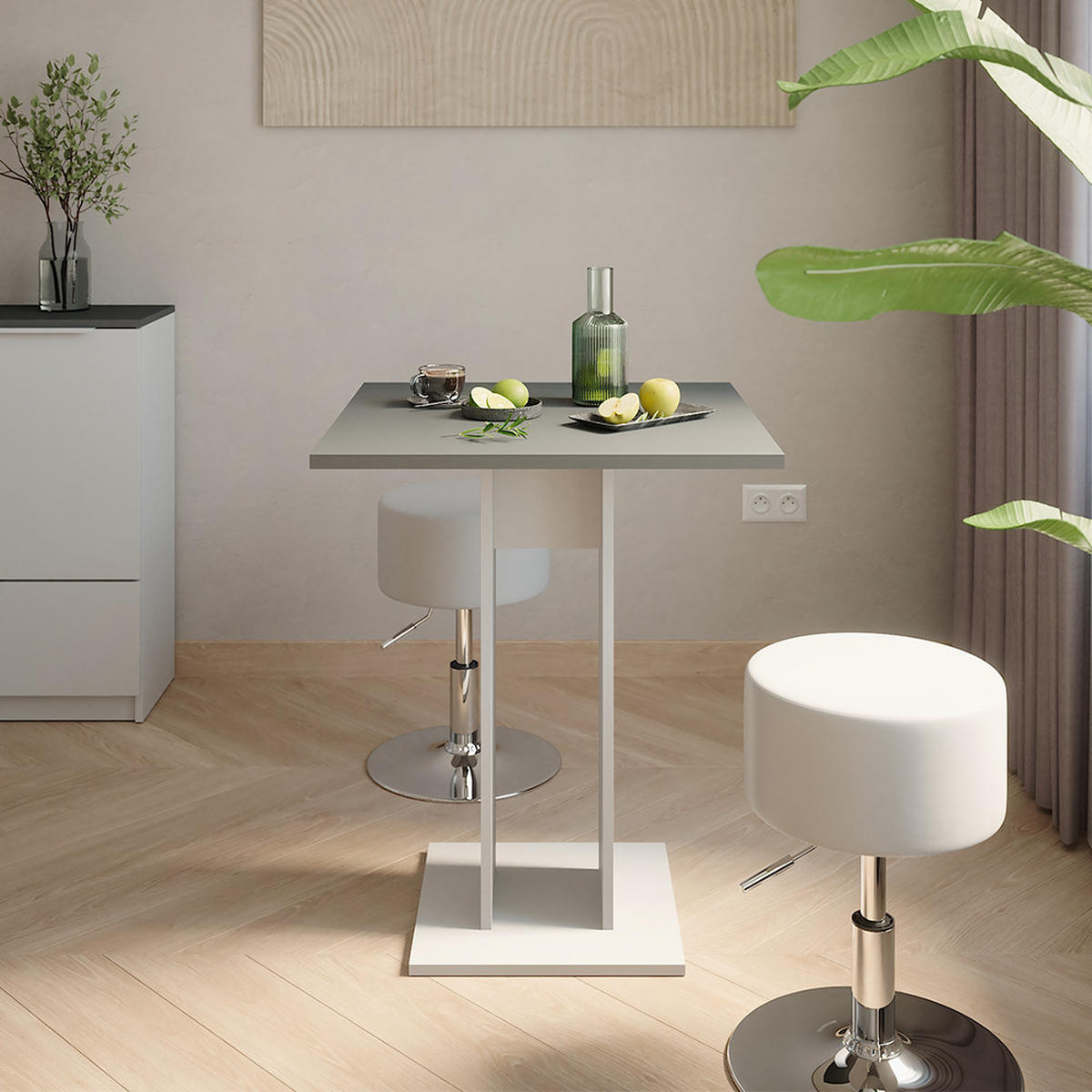 JÍDELNÍ STŮL SESTAVA Repose Bílá/antracitová - bílá, kompozitní dřevo (65/78/65cm) - Vicco