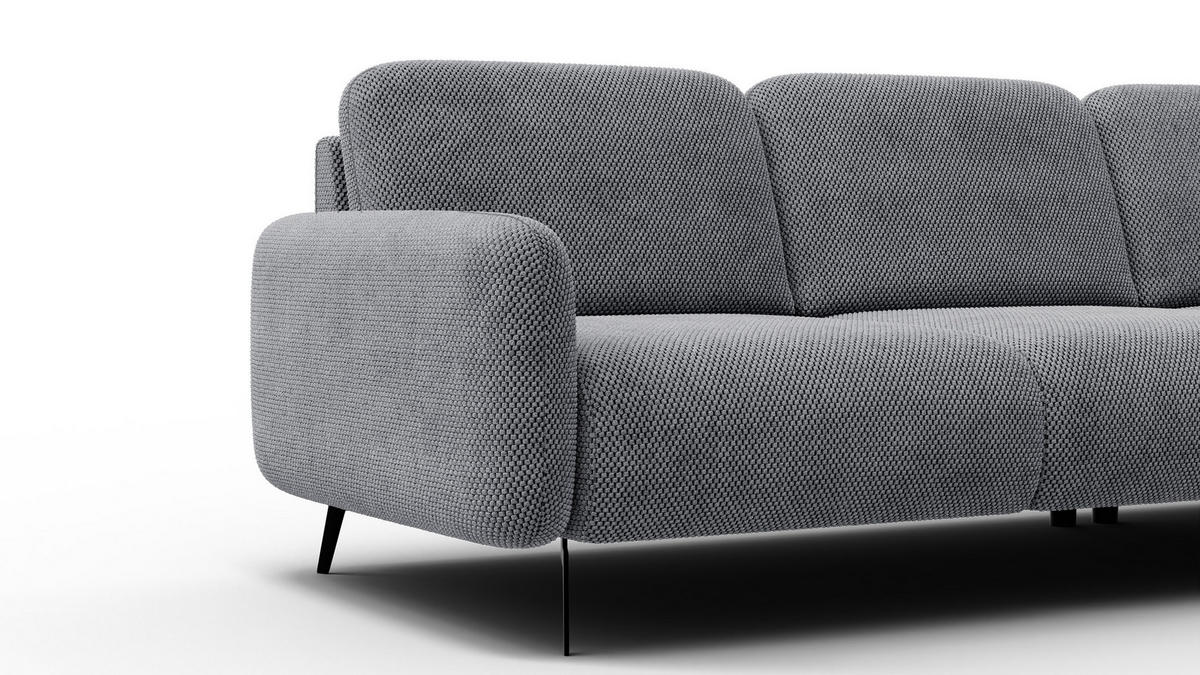 ECKSOFA FEBE 4-Sitzer rechts, grau - Schwarz/Grau, Holz/Textil (264/157cm) - Courtois Laville