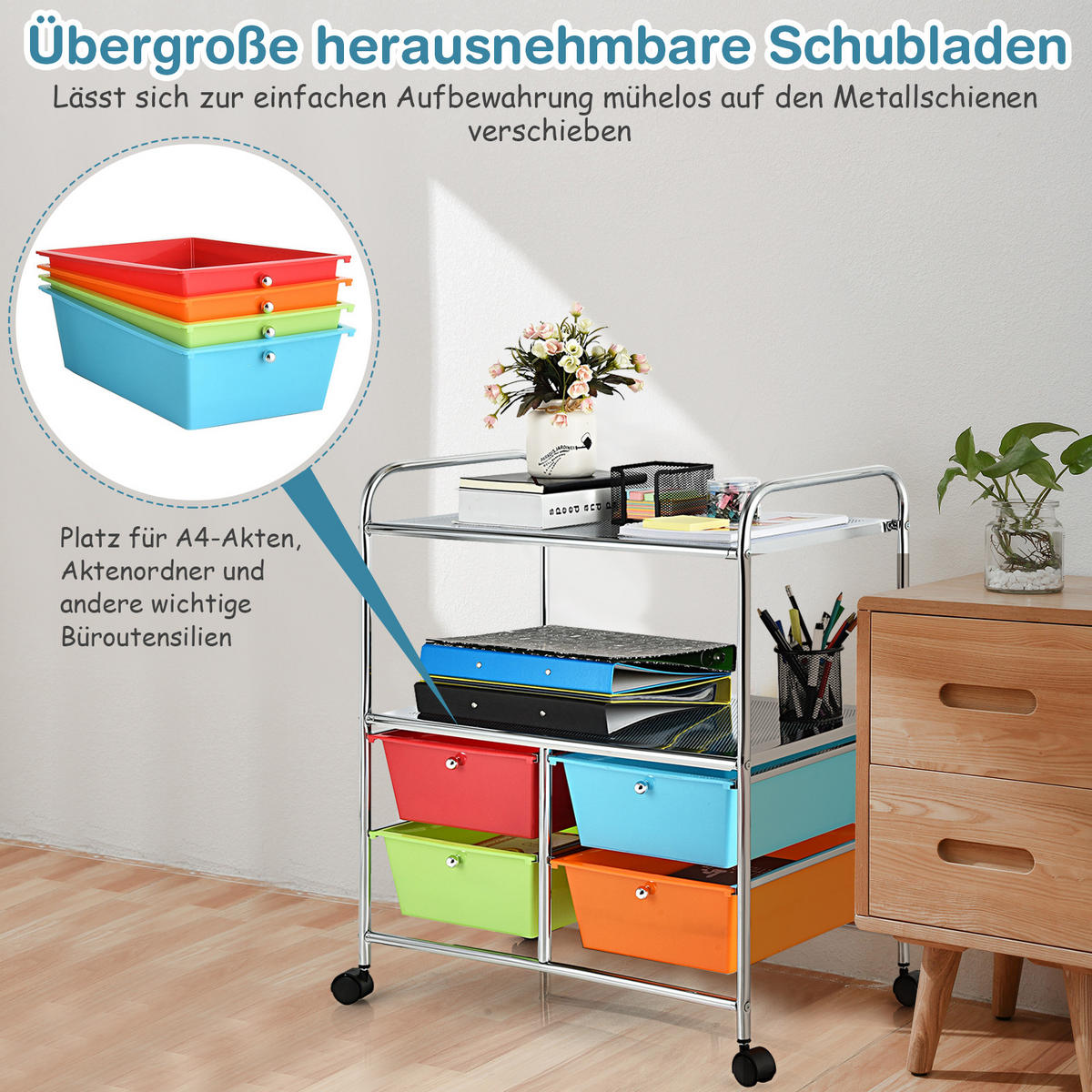 STORAGE TROLLEY Multicoloured - Multicolor, Kunststoff (74.5/23/43cm) - COSTWAY
