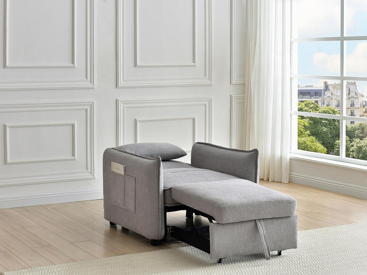 SCHLAFSESSEL - 1 Person - stoff - hellgrau Fenora - Hellgrau, Textil (93/86/85cm) - Vente-Unique